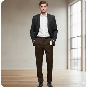 Lauren Ralph Lauren Pleated Cashmere Wool Cuffed Dress Pants 40x30 Brown NWT